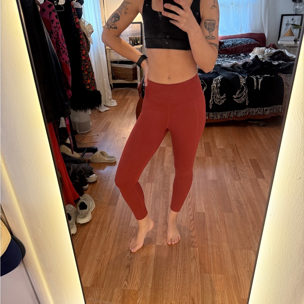 Girlfriend Collective Compressive Red High-Waisted Leggings